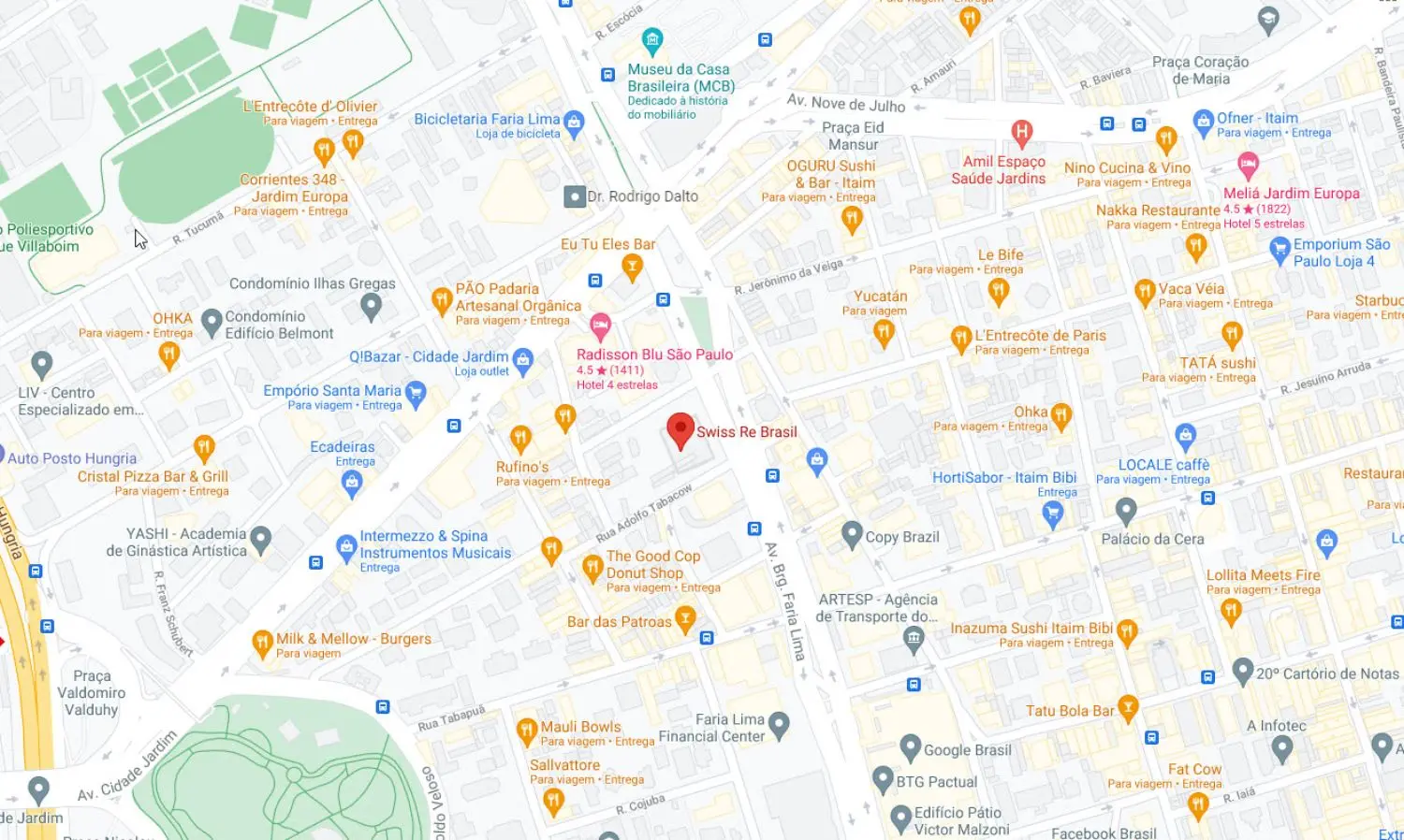 Swiss Re Corporate Solutions Brasil Seguros S.A. mapa de google