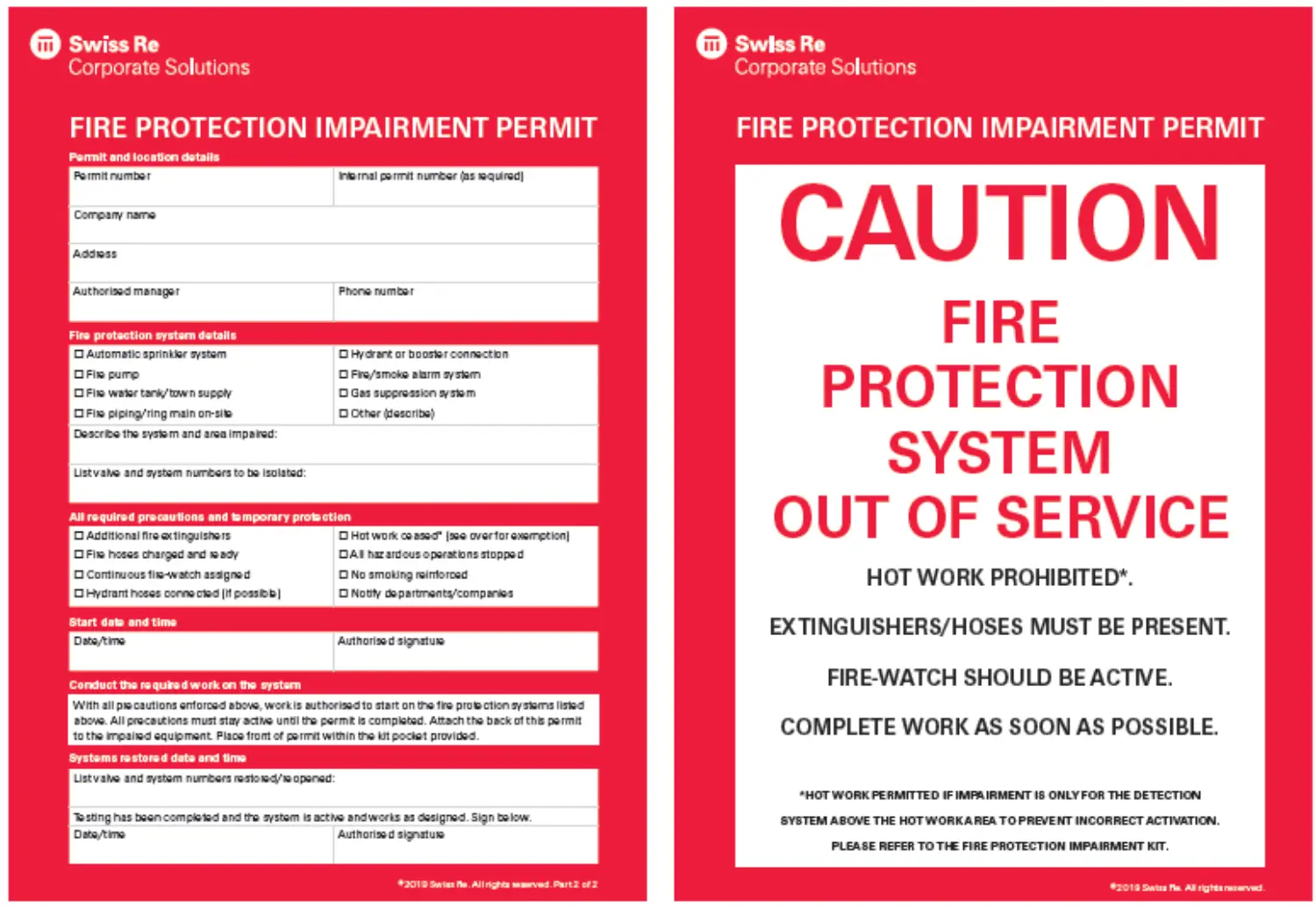 Fire protection impairment permit