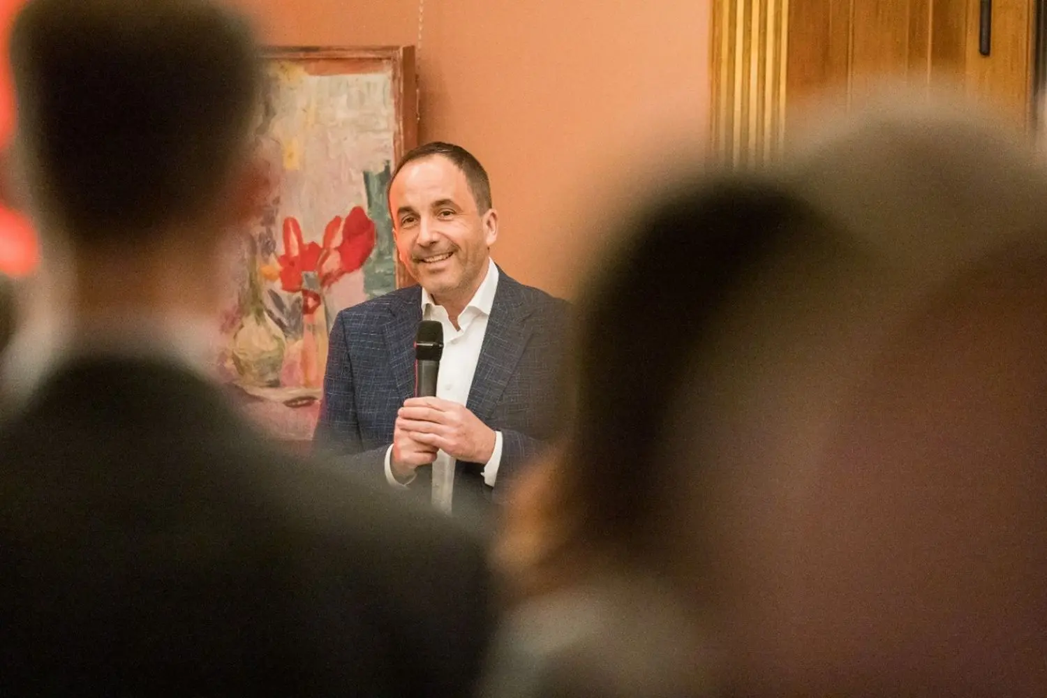 CorSo Broker Summit picture from Villa, Director of Kunstahaus speaking