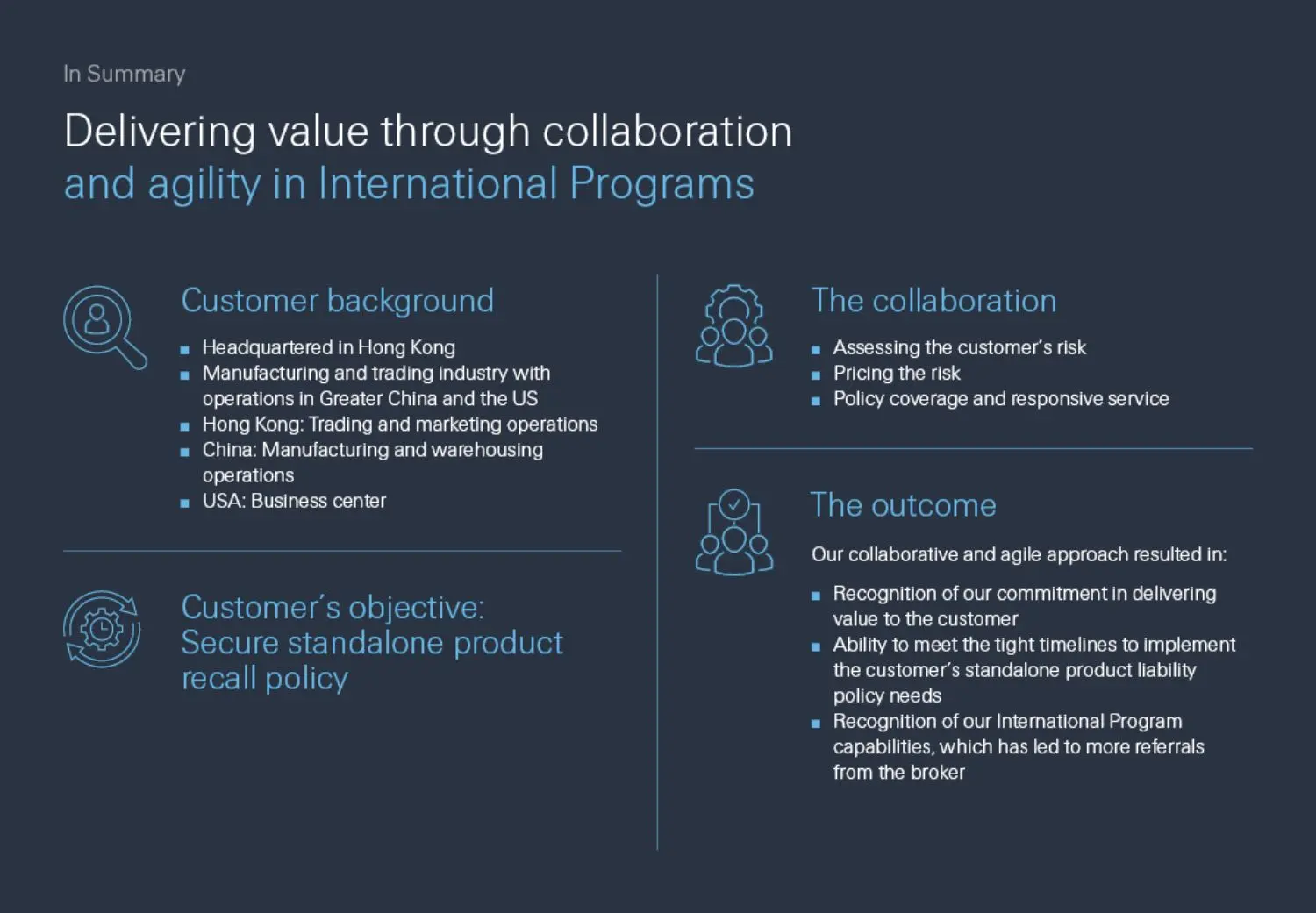 Case study - casualty & manufacturing summary infographics