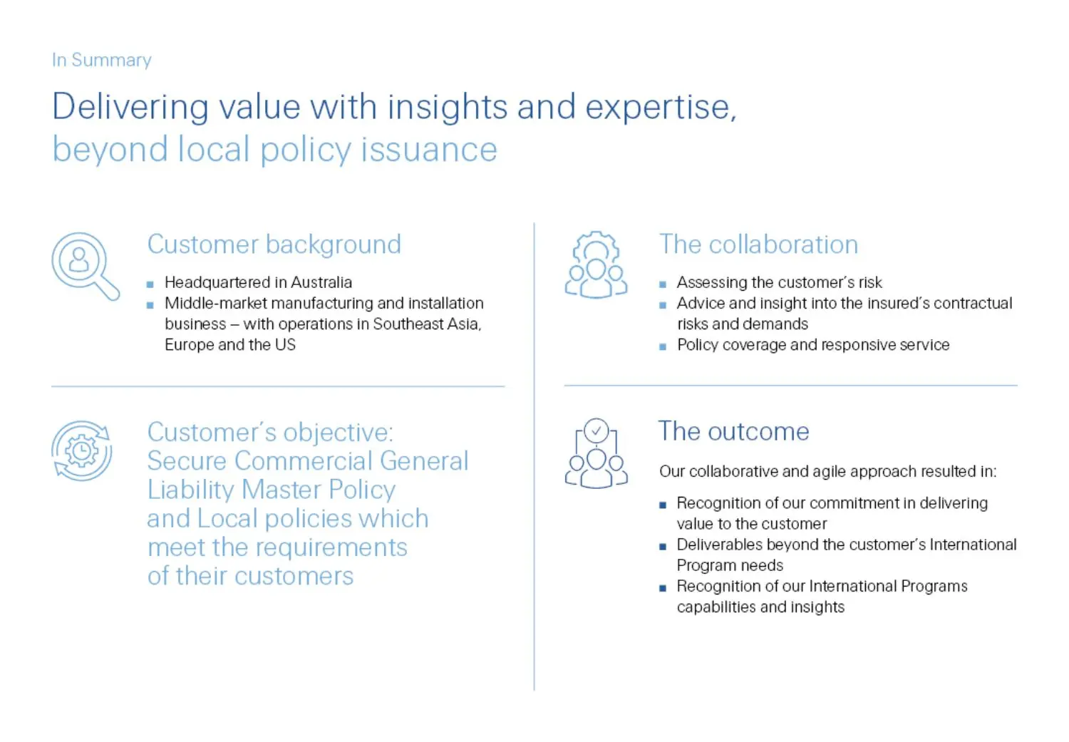 infographics for international programs case study page related to insights beyond local policy issuance