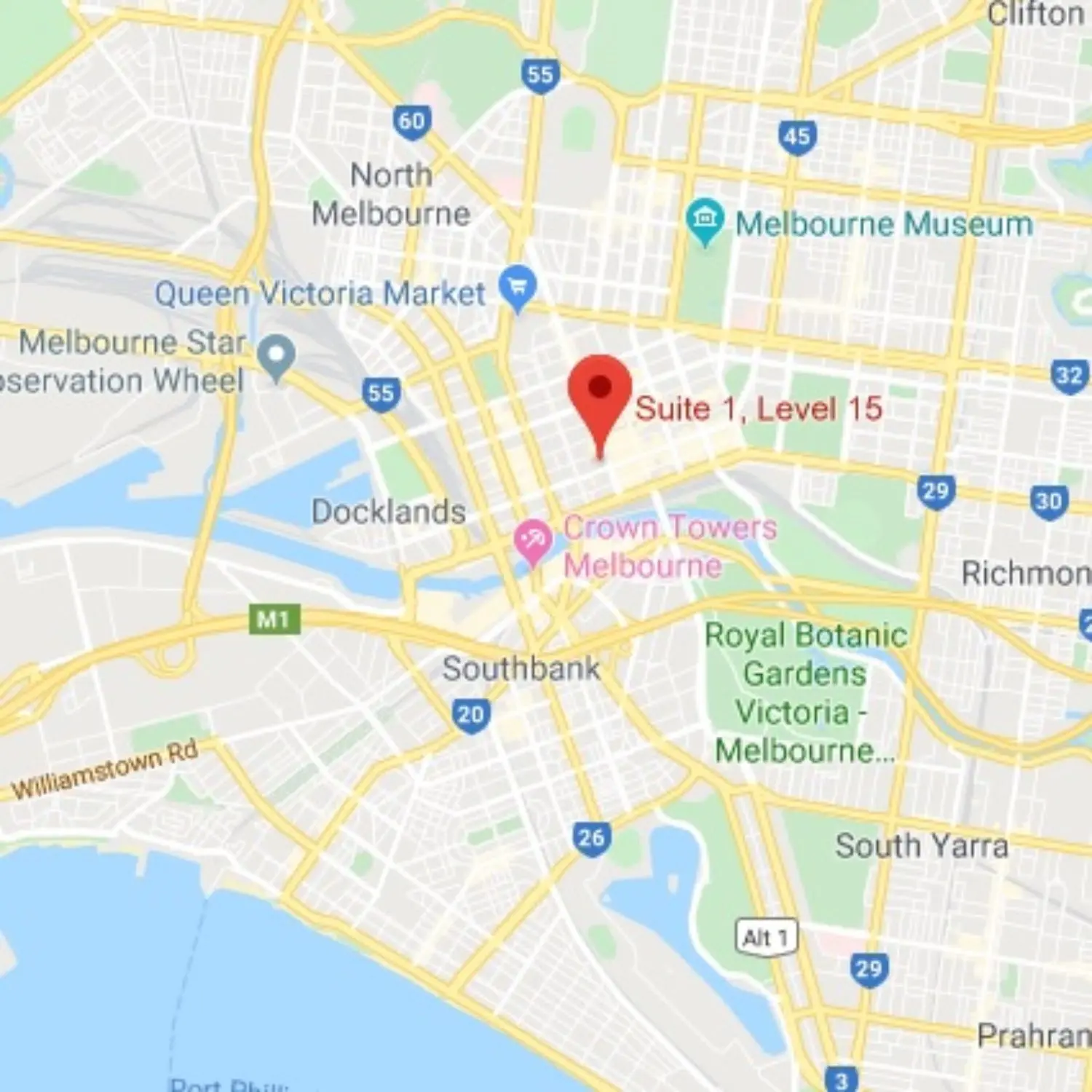 Anz Melbourne office location in a map.