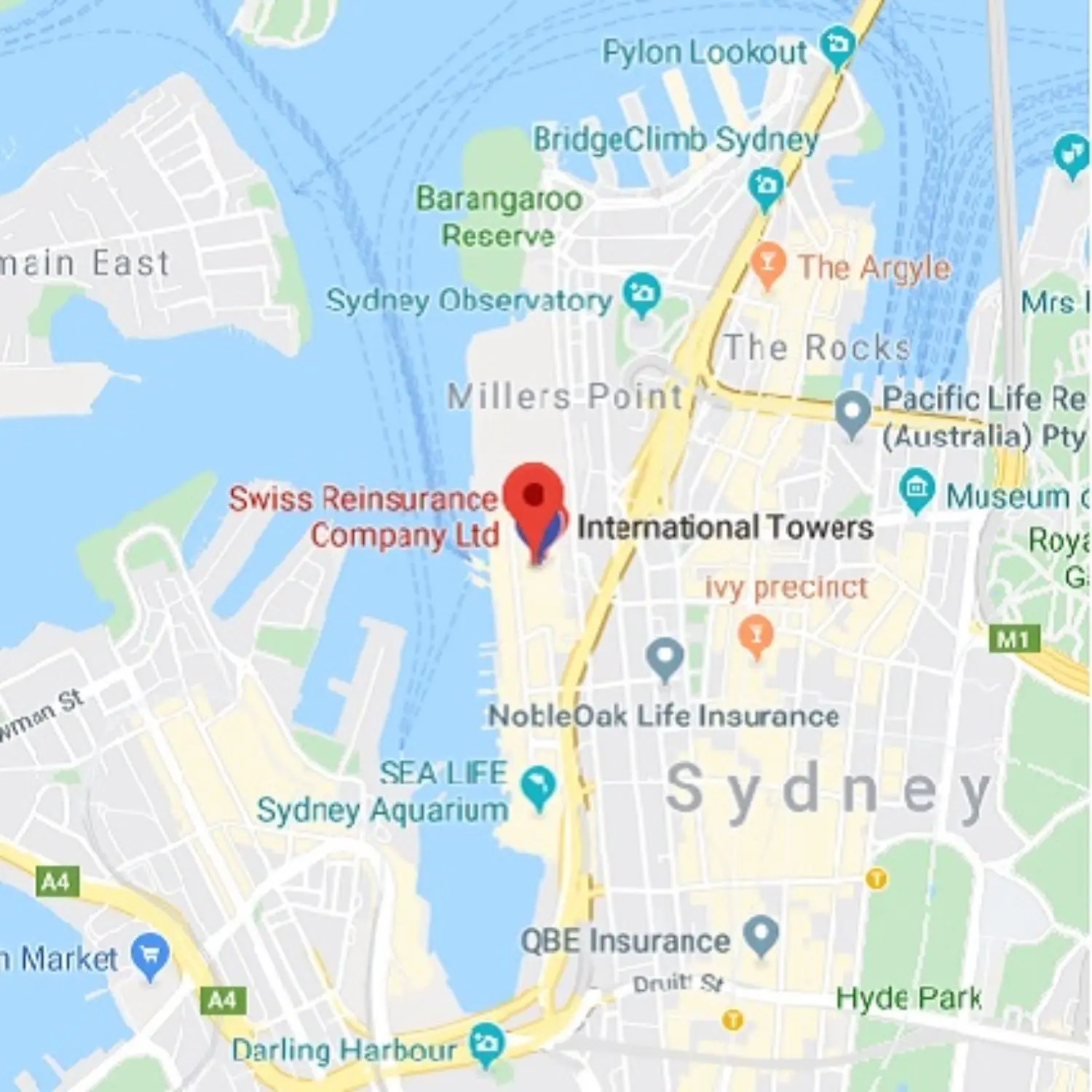 Anz Sydney office location in a map.