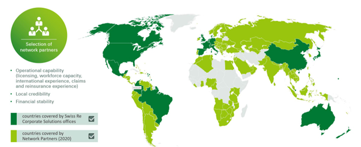 Corso selection of network partners map in English.