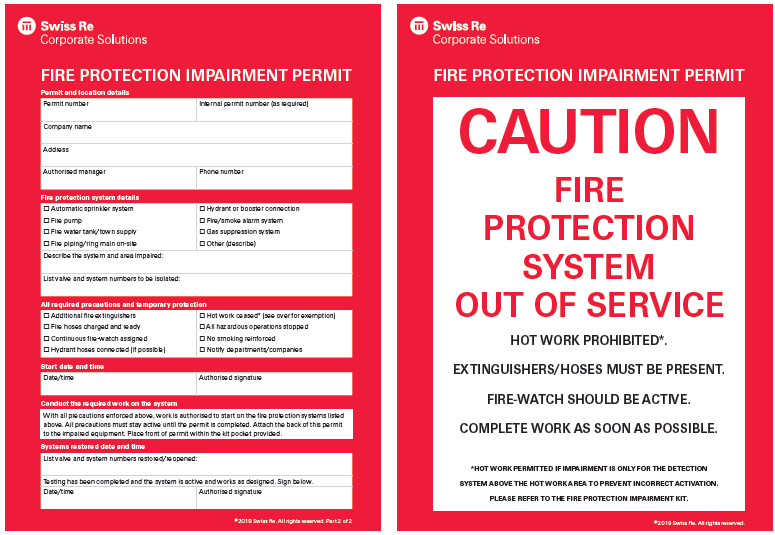 Fire protection impairment permit